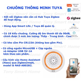 Chuông báo động , báo khách thông minh , sóng Zigbee / Wifi , hệ Tuya / Smart Life / Home Assistant -