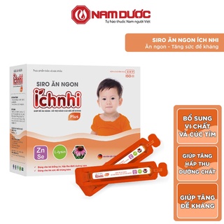 Siro ăn ngon Ích Nhi Plus hộp 20 ống 10ml giúp nâng cao sức đề kháng, tăng chuyển hóa hấp thu dưỡng chất, trẻ ăn ngon