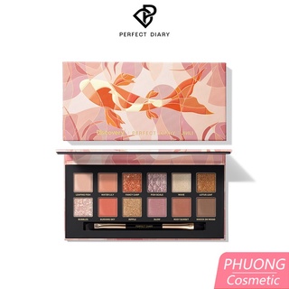 Bảng Phấn Mắt PERFECT DIARY 12 Màu Ánh Kim Mịn Kèm Cọ (PD003)