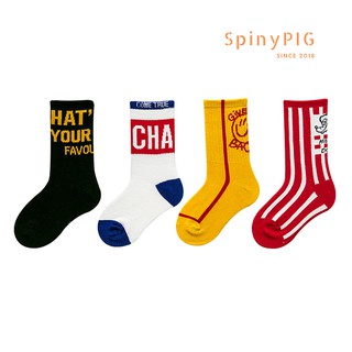 Set 4 đôi tất cao cổ cho bé 5-12 tuổi chất liệu cotton hoạ tiết thể thao cực kỳ khoẻ khoắn