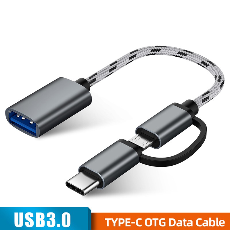 2 in 1 USB 3.0 OTG Adapter Cable Micro USB Type C Data Sync Converter for Android