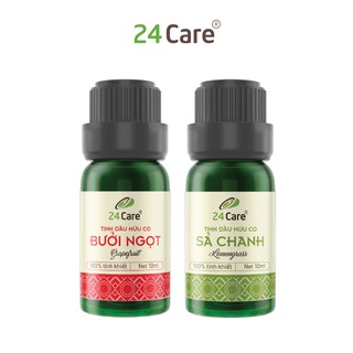 Combo 2 chai Tinh dầu 24Care Sả chanh, Bưởi Ngọt - (10ml/chai)