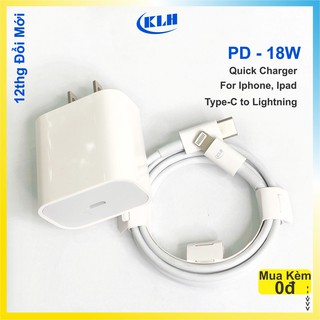 Bộ sạc nhanh PD 18W 20W cho iphone ipad, củ xạc và dây cáp type c to lightning cho IP 6 7 8 x xs xr xsmax 11 11pro 12