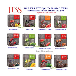 TESS BST TRÀ TÚI LỌC TAM GIÁC TRÀ ĐEN VÀ TRÀ XANH VỊ HOA QUẢ
