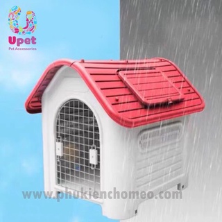 Nhà nhựa/ Lồng có cửa sổ trời trên mái dành cho chó mèo kích thước 87cm*72cm*75.5cm ( giao màu ngẫu nhiên)