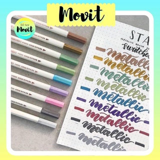 Bút lông mềm Sta Metallic ngòi brush viết calligraphy màu nhũ