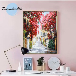 Tranh tô màu theo số Tranh sơn dầu số hóa December8th Hoa giấy ngõ nhỏ HGN