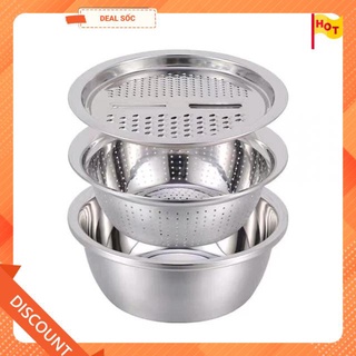 Bộ rổ nạo inox kèm chậu