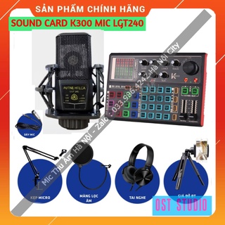 Trọn Bộ Sound Card K300 Mic LGT240 ⚡FREESHIP⚡ Livestream , Thu Âm . Âm Thanh Sống Động , Dễ Dàng Lắp Đặt
