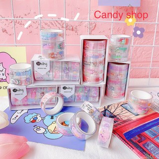 Hộp 5 Cuộn Washi Nền Trắng
