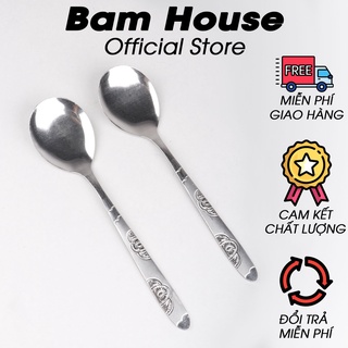 Muỗng soup tròn inox Bam House cán hoạ tiết loại dày cao cấp MHT01 - Gia dụng bếp