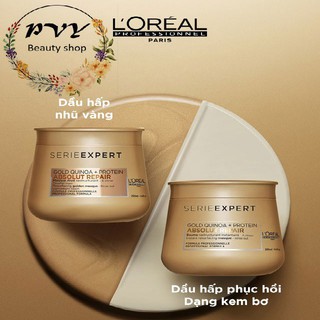 Hấp dầu (kem ủ tóc) Loreal Gold Quinoa + Protein Absolut Repair 500ml phục hồi tóc hư tổn, khô xơ #Pvy Beauty