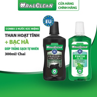Bộ 2 nước súc miệng OralClean Than Hoạt Tính + Bạc Hà ( 300ml/chai)