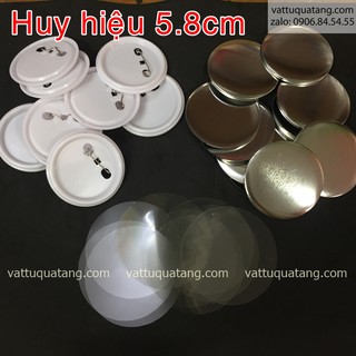 Phôi huy hiệu nhựa tròn - 5.8cm kim cài