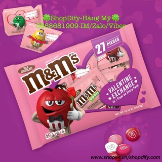 Kẹo Socola MM Gói Nhỏ M&amp;M’s Valentine's Milk Chocolate Candies Fun Size Exchange Bag