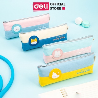 Túi đựng bút đồ dùng cá nhân bằng vải Canvas xinh xắn Deli - Vàng/Hồng/Xanh đậm/Xanh nhạt - 67172