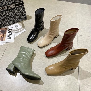 Boot lửng da bóng gót vuông (kèm ảnh thật cuối)