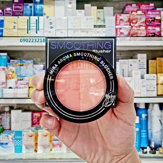 Phấn má Aroma, phấn má hai tông màu đào và cam số 4 Shine Peach and Orange, Mira Aroma Smoothing Blusher 14g