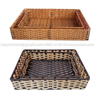Khay mây nhựa để vật dụng, hàng trưng bày, lưu trữ