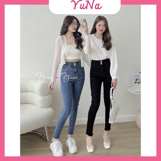 Quần jean nữ YUNA cạp cao dáng ôm túi trước cá tính co dãn bốn chiều siêu hách dáng, thời trang nữ YUNA