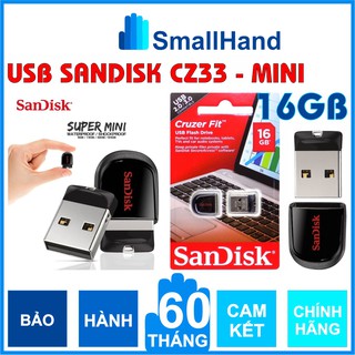 USB chịu nước – SanDisk 16GB Chính Hãng – Cruzer Fit CZ33 – USB Flash Diver – Bảo hành 5 năm – Siêu nhỏ
