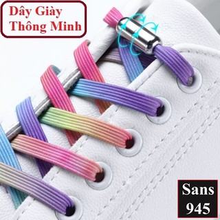 Dây giày thông minh không cần buộc Sans945 co giãn bản dẹt cho giày thể thao sneaker nam nữ nhiều màu trắng đen xanh xám