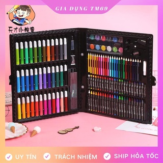Hộp Màu 150 Chi Tiết Cho Bé, Bộ Tô Màu Vẽ Bút Màu Nước, Chì, Dầu, Sáp, Phấn Nước Đa Năng Thỏa Sức Sáng Tạo