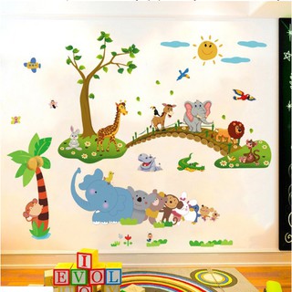 BỘ COMBO DECAL GHÉP ĐÔI TRANG TRÍ -  Cây Cầu Gỗ kết hợp Voi nối nhau ( 2 TẤM )