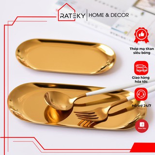 Khay Kim Loại Hình Oval Dùng Decor Đựng Mỹ Phẩm,Nến Thơm Trang Sức Tiện Dụng