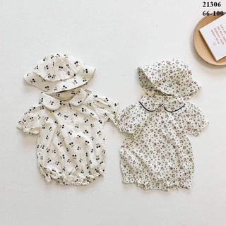 [4-14kg] Set Body Romper Kèm Mũ Cho Bé Gái Style Hàn Quốc Xinh Xắn Size Nhí