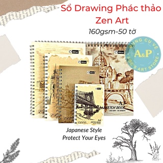 Sổ ký họa phác thảo Sketchbook Zen Art 160gsm 50 tờ bìa cứng