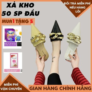 Giầy bệt nữ Dép sục Nữ ,mũi nhọn hàng đẹp 2021 phối dây xích siêu xinh HÓT TICHTOK thời trang 1989