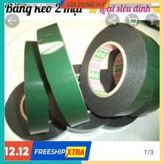 Băng keo 2 mặt có xốp xanh đen (Keo đen loại dai siêu dính).