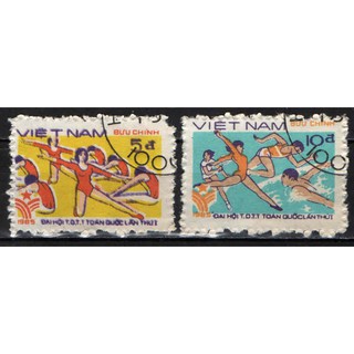 Tem sưu tập MS 474 Tem CTO Việt Nam Đại hội Thể dục Thể thao toàn quốc lần thứ nhất 1985 ( 2 tem )