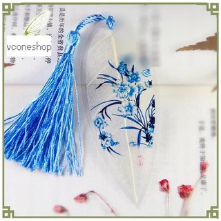 Bookmark gân lá cổ phong tua rua đánh dấu trang sách phong cách cổ trang cổ điển