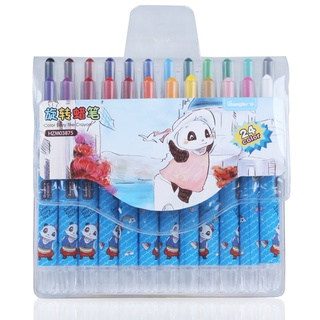Bộ sáp màu vặn 12/24 màu GuangBo gấu trúc HZM03874, HZM03875