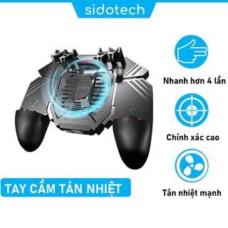 Tay cầm chơi game kèm quạt tản nhiệt cho điện thoại SIDOTECH Memo AK77 hỗ trợ 6 ngón bắn PUBG / FREE FIRE / ROS