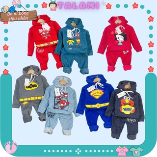 Bộ quần áo siêu nhân dài tay nỉ bông cho bé từ 7-20kg