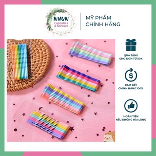 Sét 10 kẹp tăm cầu vồng nhiều màu, kẹp tóc hàn quốc siêu xinh