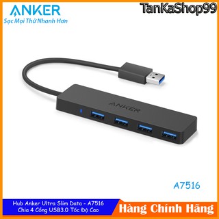 Bộ Chia Cổng Hub USB 3.0 Anker A7516 Ultra Slim - 4 Cổng USB Tốc Độ Cao