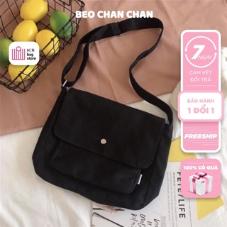 Túi tote vải canvas túi vải đeo chéo ulzzang basic trơn trắng ngà siêu xinh học sinh viên đi học
