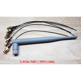 Combo 1 Anten WiFi 2.4 / 5Ghz 6dbi Kèm Cáp chuyển SMA sang IPEX3 / IPEX4