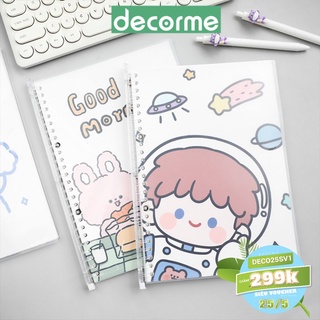 Sổ còng A4 B5 A5 DecorMe còng nhựa cứng giấy refill caro kẻ ngang có thể thay giấy