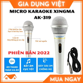 Micro karaoke XINGMA AK-319 chính hãng , Mic hát có dây chống hú , lọc âm cao cấp - Bảo hành 12 tháng
