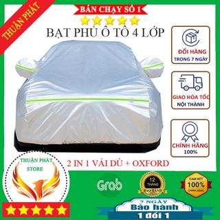 Bạt phủ ô tô,Bạt phủ xe ô tô 4 lớp 2 in 1 vải dù oxford cao cấp tráng nhôm chống nắng cách nhiệt chống xước siêu dày