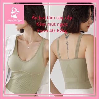Áo bra len tăm nữ kèm mút ngực, phối lụa chân ngực giúp gom ngực nhẹ nhàng