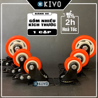 Bánh Xe Đẩy Hàng - COMBO 2 Bánh Nhựa SK CAO CẤP  Có Khóa Chịu Lực Tốt NHIỀU SIZE 4P 5P 8P - Bánh Xe Ghế Xoay - Kivo