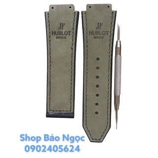 GIÁ ĐỘC NHẤT Dây đồng hồ cao cấp Hublot nam size 42 - Da lộn xám tối size 19 x 25 x 22mm (DLXLT)