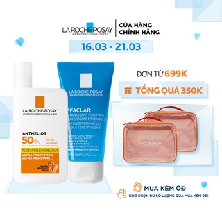 Bộ chống nắng không nhờn rít La Roche-Posay Anthelios XL Fluid Ultra Light 50ml &amp; Gel rửa mặt cho da dầu mụn 50ml
