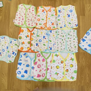Áo gile 2 lớp cho bé vải cotton in hình đáng yêu size từ sơ sinh đến 11kg dưới 18 tháng